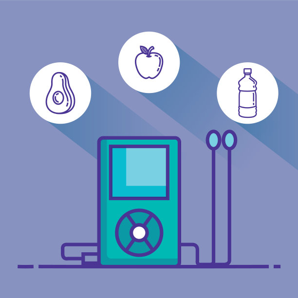 音乐播放器与健身生活方式设置图标图片下载