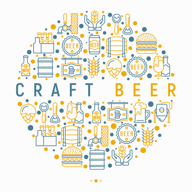 精酿啤酒概念圈与细线图标图片下载