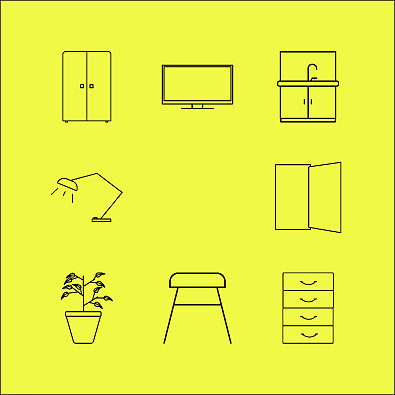 家具线性图标设置简单的轮廓图标图片下载