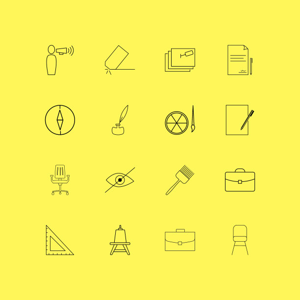 办公室线性图标设置简单的轮廓图标图片下载