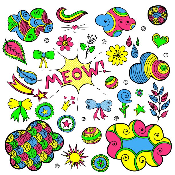 一套时尚的补丁元素喜欢图片下载