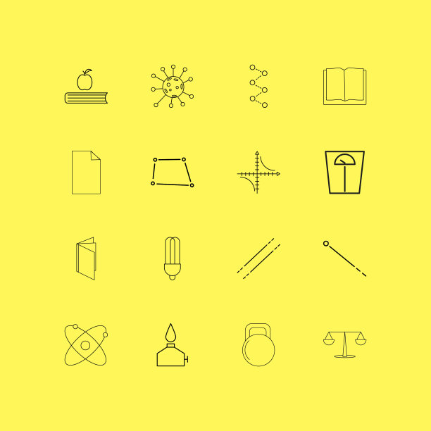 科学线性图标设置简单轮廓图标图片下载