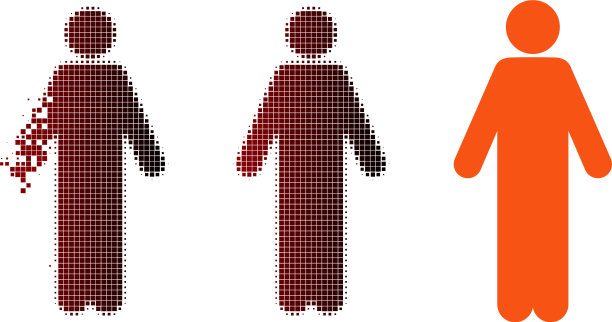 破碎像素半色调男性人物图标图片下载