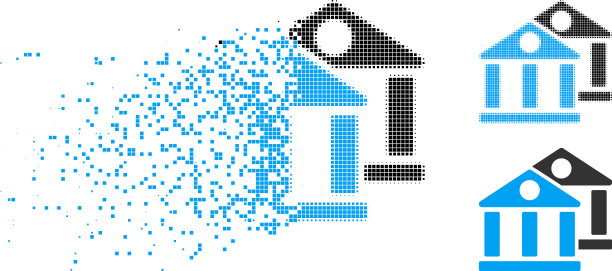 破碎的像素半色调银行图标图片下载