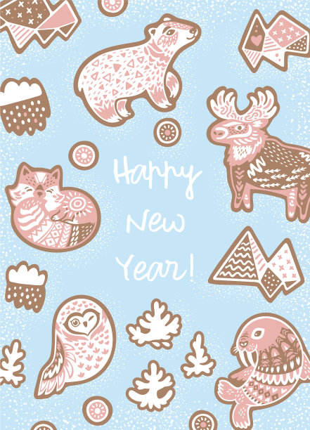 甜蜜的新年贺卡姜饼图片下载