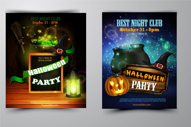 万圣节派对邀请贴在木墙上图片下载