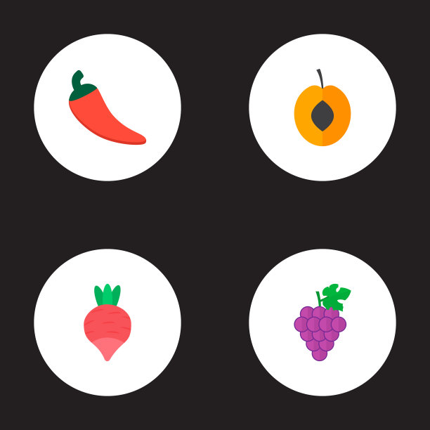 一套甜点图标平风格符号与辣椒图片下载