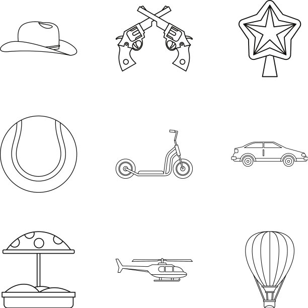 运动青少年图标设置轮廓风格图片下载