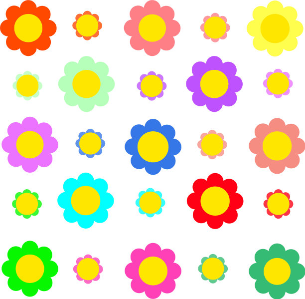 彩色的花在透明的背景图片下载