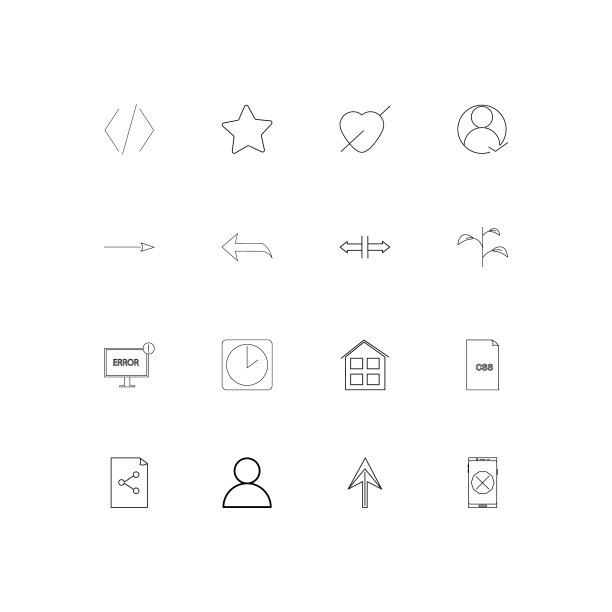 标志和符号线形细长的图标集概述图片下载