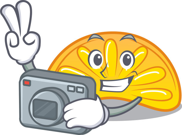 摄影师橙色果冻糖果卡通吉祥物图片下载