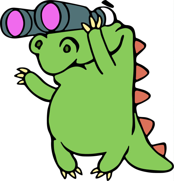可爱的恐龙透过望远镜看图片下载
