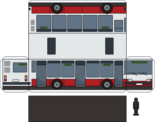 城市公共汽车的纸质模型图片下载