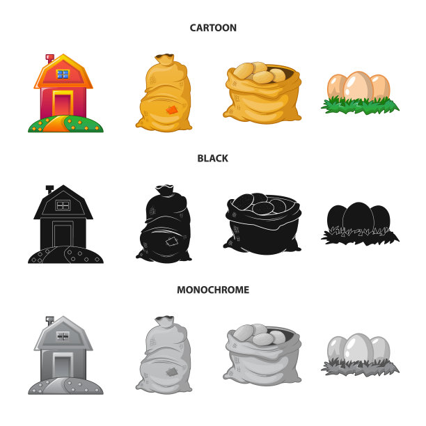 孤立对象的农场和农业标志设置图片下载