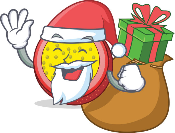 圣诞老人与礼物百香果吉祥物卡通图片下载