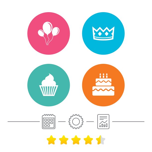 生日派对的图标蛋糕和纸杯蛋糕的图标图片下载