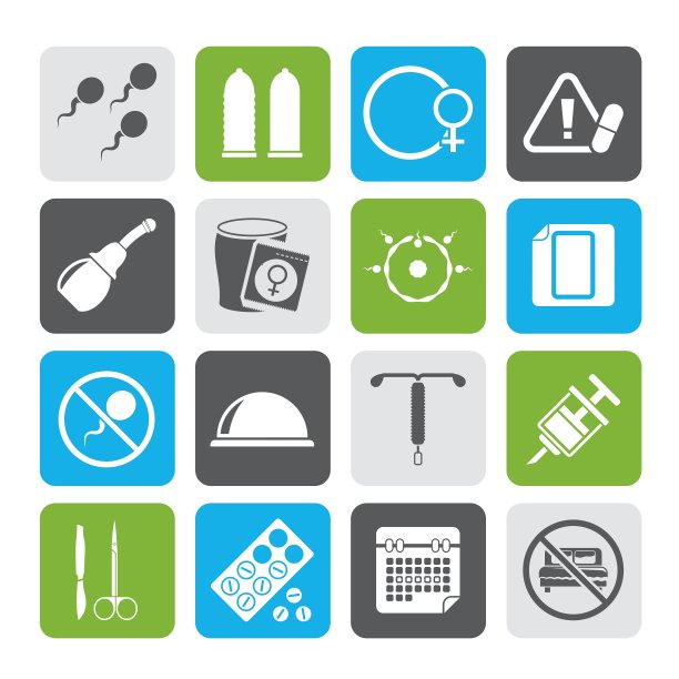 剪影怀孕和避孕图标图片下载