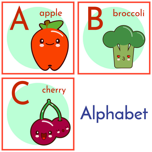 由食物字母a到c组成的字母表图片下载