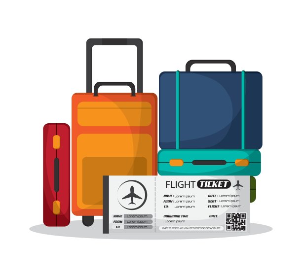 旅行的行李和机票设计图片下载