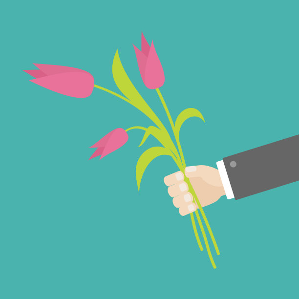 商人手里拿着一束粉红色的郁金香图片下载