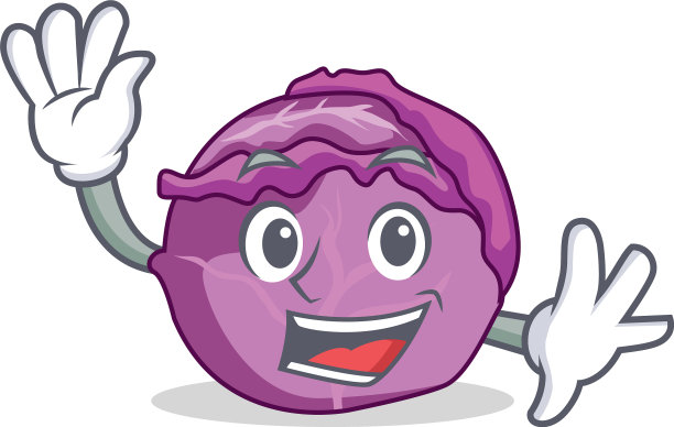 挥舞着红白菜的卡通人物图片下载