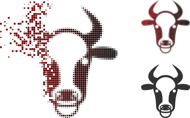 碎片像素半色调牛环图标图片下载