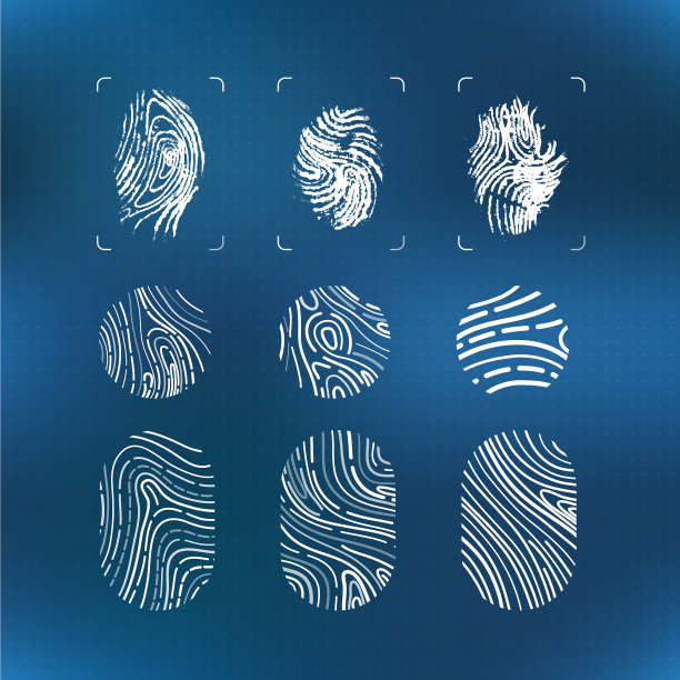 一套明亮的白色未来派指纹图片下载