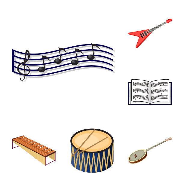 乐器卡通图标集合图片下载