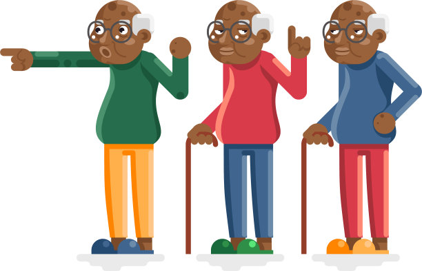 老人，非裔美国人，欧洲成年人图片下载