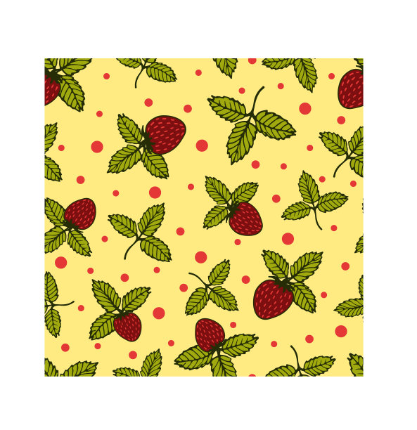 花无缝图案与野生草莓图片下载