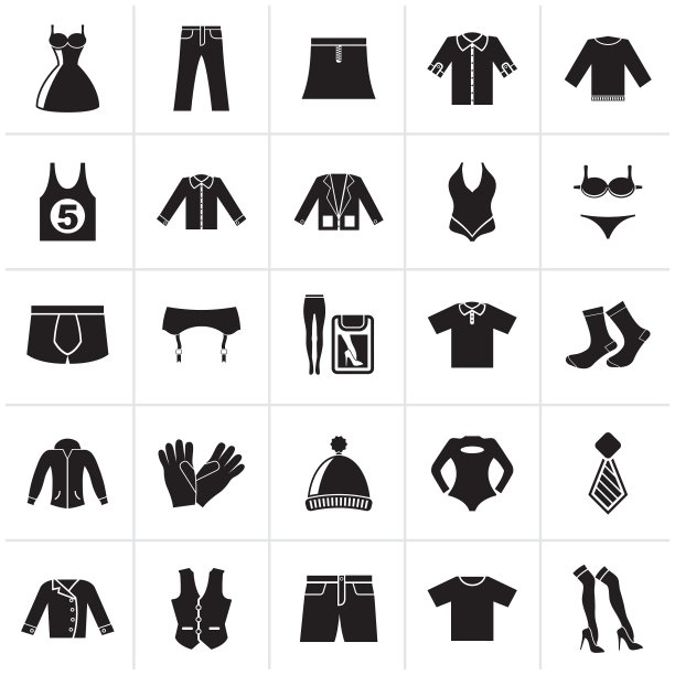 黑色服装和时尚收藏图标图片下载