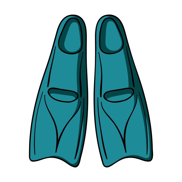 脚蹼图标在卡通风格孤立的白色图片下载