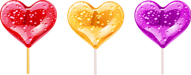 一组心形的浪漫棒棒糖图片下载