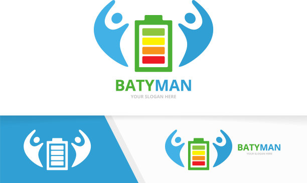 电池和人的标志结合能源图片下载