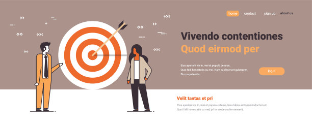 一对商业夫妇站在目标箭头附近图片下载