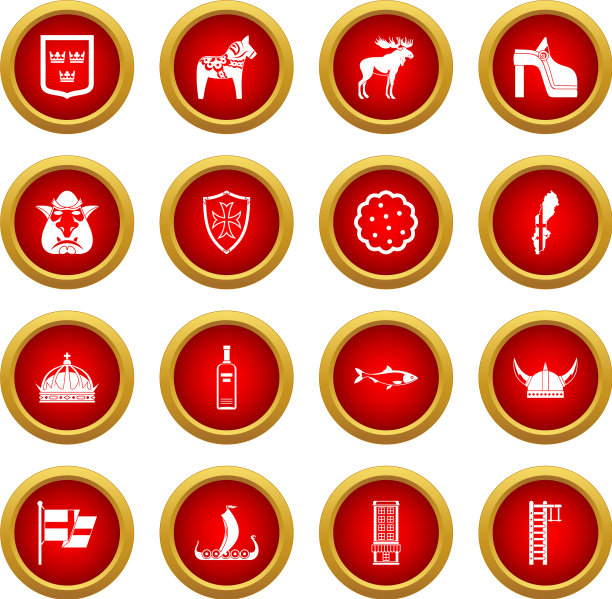 瑞典旅游图标红圈设置图片下载