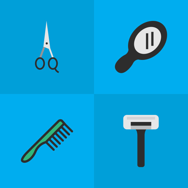 一套简单的理发师图标图片下载