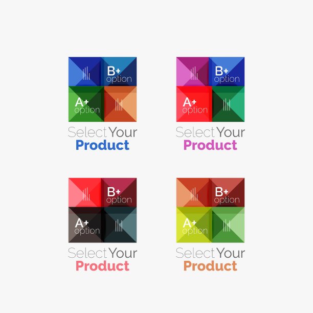 一组正方形的抽象背景模板或图片下载