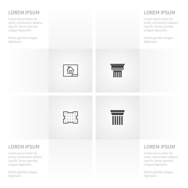 图标建筑一套华丽的纸模板和图片下载