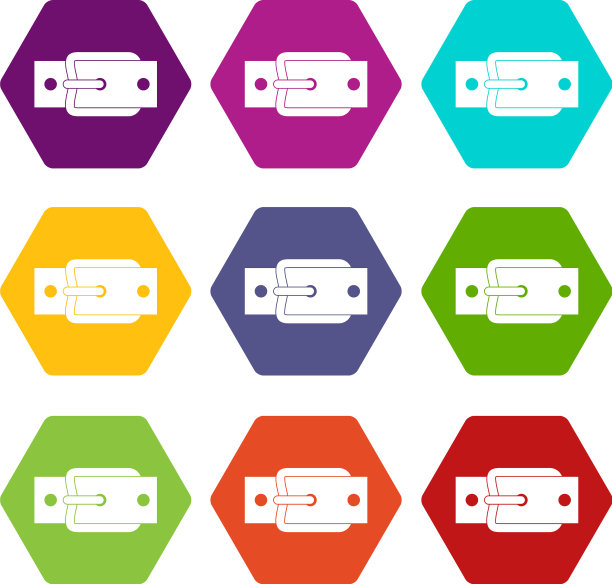 金属带扣图标设置颜色六面体图片下载