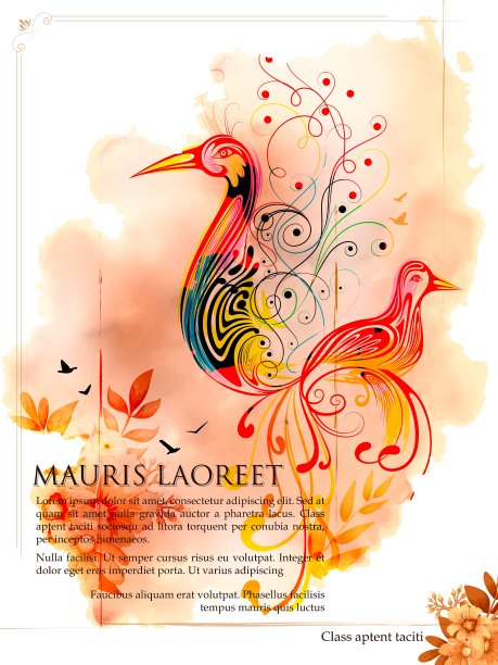 彩色的鸟在水彩效果的背景图片下载