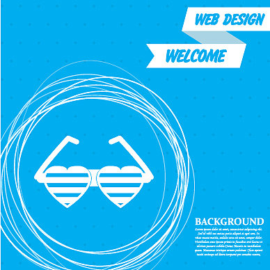 太阳镜的形式心形图标上的蓝色图片下载