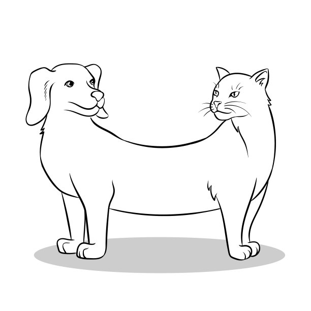 猫狗假动物着色图片下载