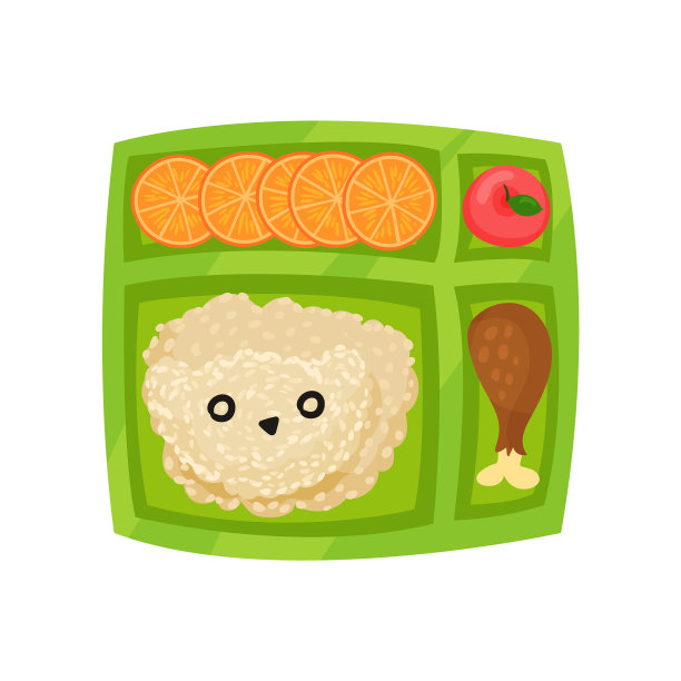 绿色饭盒配米饭、鸡腿片图片下载