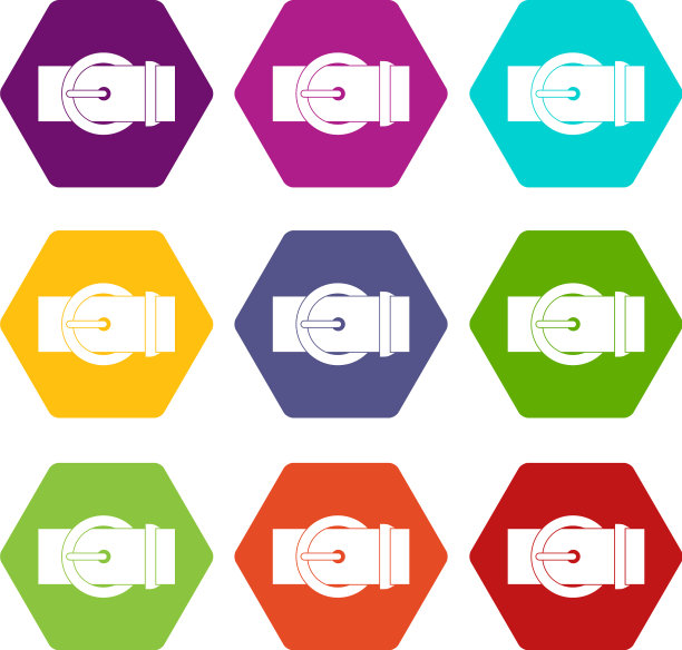 圆皮带扣图标设置颜色六面体图片下载