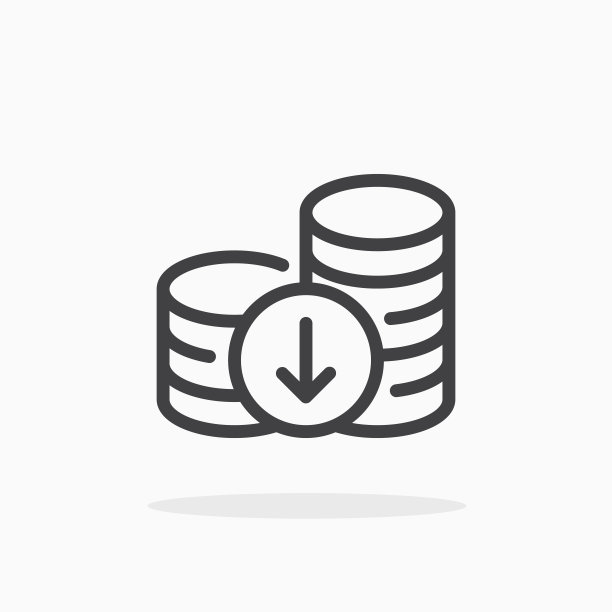 线性风格的资金减少图标图片下载