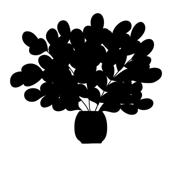 黑色剪影的卡通植物与长图片下载