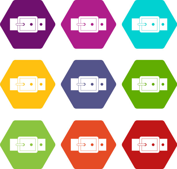 黑色扣带图标设置颜色六面体图片下载