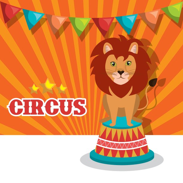 狮子马戏团动物表演孤立图标图片下载