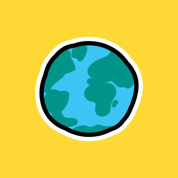 卡通贴纸与地球星球图片下载